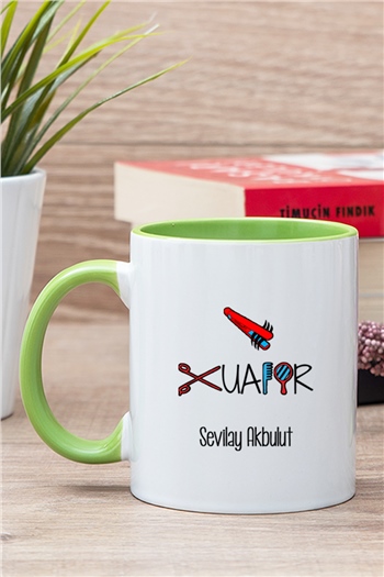 Bayan Kuaförü İçi Renkli Kupa Bardak