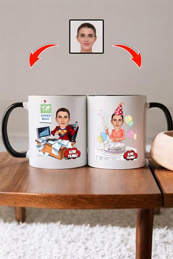 Bayan Patrona Doğum Günü Hediyesi Karikatürlü Kupa Bardak