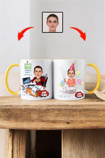 Bayan Patrona Doğum Günü Hediyesi Karikatürlü Kupa Bardak