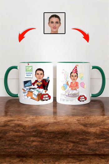 Bayan Patrona Doğum Günü Hediyesi Karikatürlü Kupa Bardak