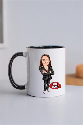 Bayan Yöneticiye Hediye Kişiye Özel Karikatürlü Kupa Bardak