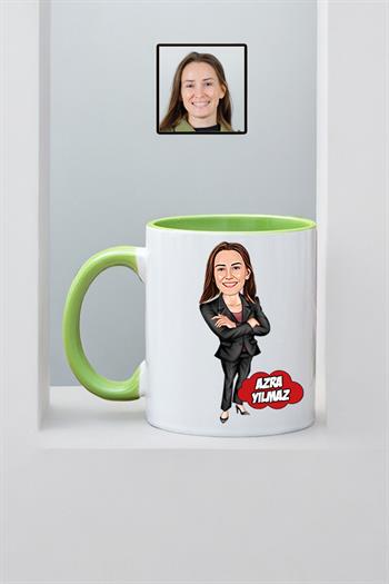 Bayan Yöneticiye Hediye Kişiye Özel Karikatürlü Kupa Bardak