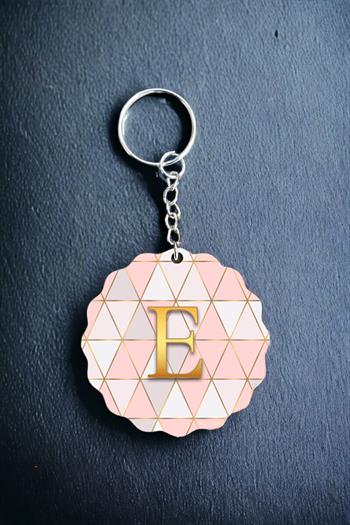 Bayana Hediye Pembe Mozaik Tasarım İsimli Anahtarlık
