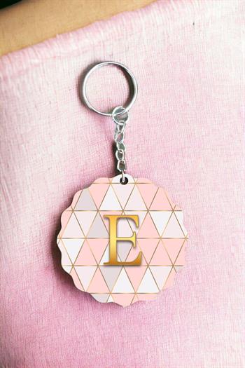 Bayana Hediye Pembe Mozaik Tasarım İsimli Anahtarlık