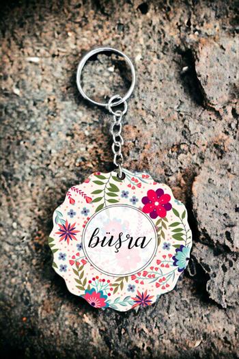 Bayanlar İçin Kişiye Özel Hediye Çiçek Tasarım Anahtarlık