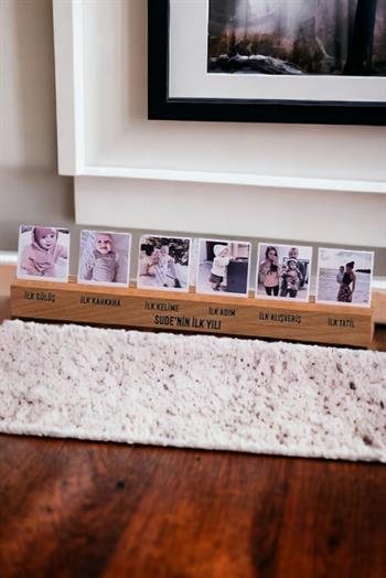 Bebeklere Hediye Kişiye Özel Fotoğraflı Ahşap Stand