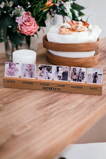 Bebeklere Hediye Kişiye Özel Fotoğraflı Ahşap Stand