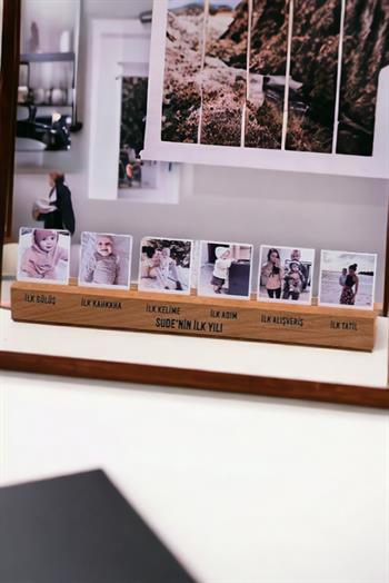 Bebeklere Hediye Kişiye Özel Fotoğraflı Ahşap Stand