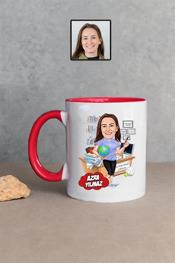 Beden Eğitimi Öğretmenine Hediye Kadın Öğretmen Karikatürlü Kupa