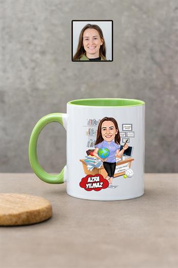 Beden Eğitimi Öğretmenine Hediye Kadın Öğretmen Karikatürlü Kupa