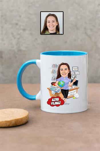 Beden Eğitimi Öğretmenine Hediye Kadın Öğretmen Karikatürlü Kupa