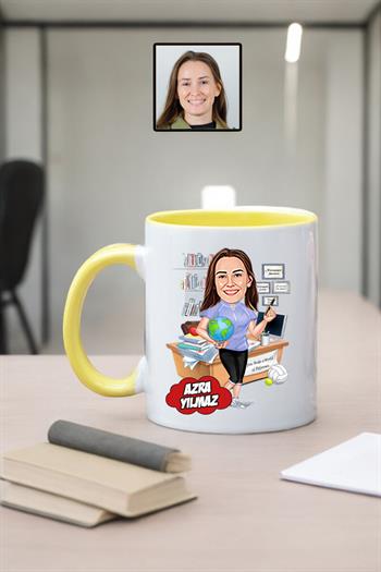 Beden Eğitimi Öğretmenine Hediye Kadın Öğretmen Karikatürlü Kupa