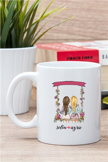 Best Friends Salıncak Tasarım Beyaz Kupa Bardak
