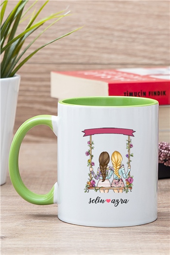 Best Friends Salıncak Tasarım İçi Renkli Kupa Bardak