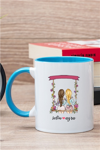 Best Friends Salıncak Tasarım İçi Renkli Kupa Bardak