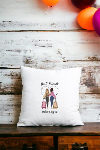 Best Friends Saten Kare Yastık