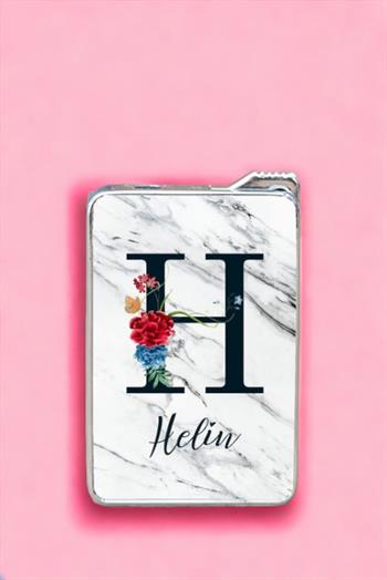 Beyaz Mermer Tasarım Baş Harfli Çakmak