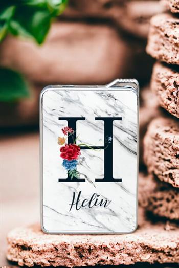 Beyaz Mermer Tasarım Baş Harfli Çakmak