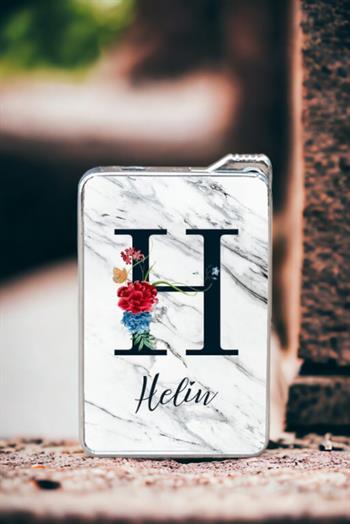 Beyaz Mermer Tasarım Baş Harfli Çakmak