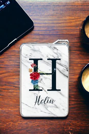 Beyaz Mermer Tasarım Baş Harfli Çakmak