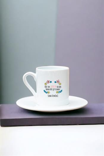 Bi Tek Annem Olsun Beyaz Türk Kahvesi Fincanı
