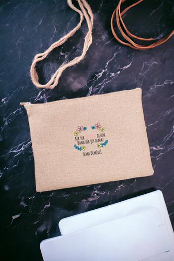 Bi Tek Annem Olsun Keten Bez El Çantası