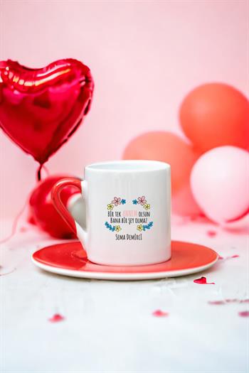Bi Tek Annem Olsun Renkli Türk Kahvesi Fincanı