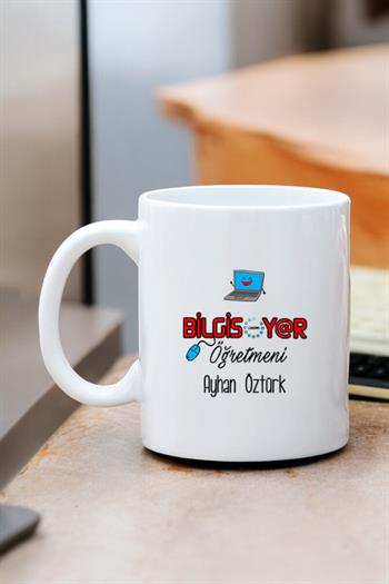 Bilgisayar Öğretmenine Hediye Beyaz Kupa Bardak