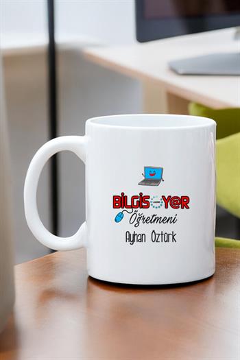 Bilgisayar Öğretmenine Hediye Beyaz Kupa Bardak