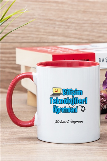 Bilişim Teknolojileri Öğretmeni İçi Renkli Kupa Bardak