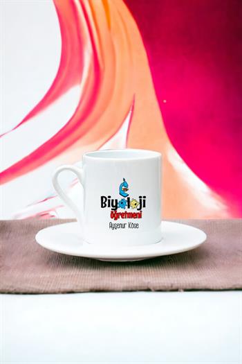 Biyoloji Öğretmeni Beyaz Türk Kahvesi Fincanı