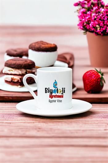 Biyoloji Öğretmeni Beyaz Türk Kahvesi Fincanı