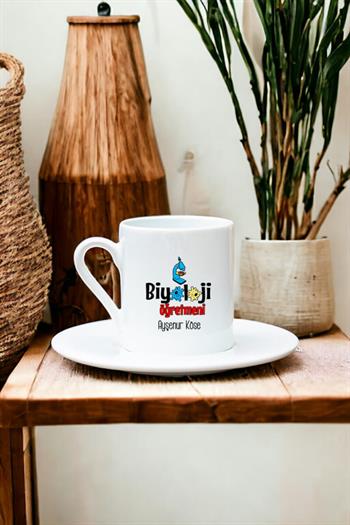 Biyoloji Öğretmeni Beyaz Türk Kahvesi Fincanı