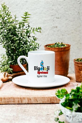 Biyoloji Öğretmeni Beyaz Türk Kahvesi Fincanı