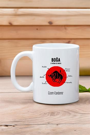 Boğa Burcuna Hediye Kişiye Özel Kupa Bardak