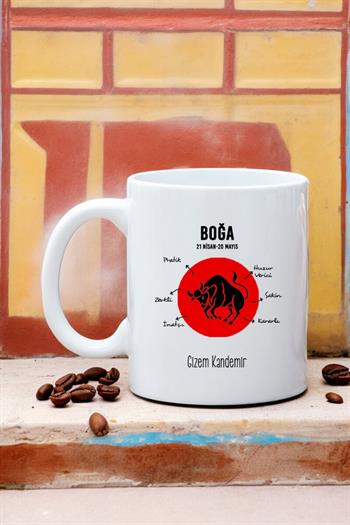 Boğa Burcuna Hediye Kişiye Özel Kupa Bardak