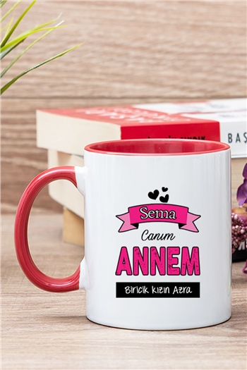 Canım Annem Tasarımlı Kişiye Özel İçi Renkli Kupa Bardak