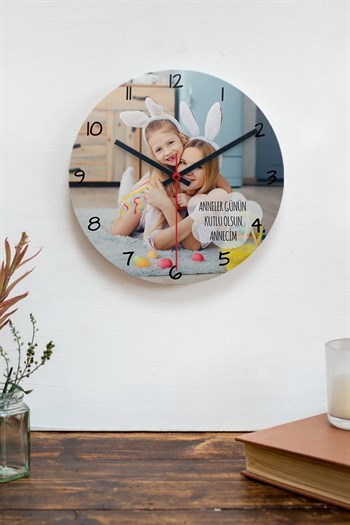 Anneler Günü Hediyesi Fotoğraf Baskılı Duvar Saati
