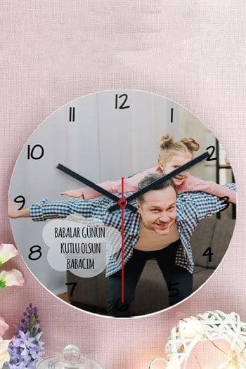Canım Babam Resimli Ahşap Duvar Saati