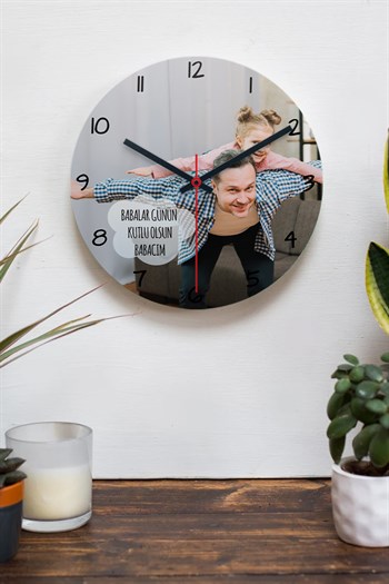 Canım Babam Resimli Ahşap Duvar Saati