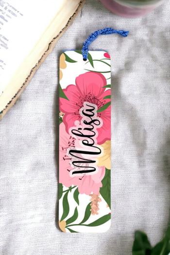 Çiçek Arka Planlı İsimli Metal Kitap Ayracı