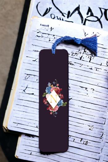 Çiçek Tasarım Baş Harfli Metal Kitap Ayracı