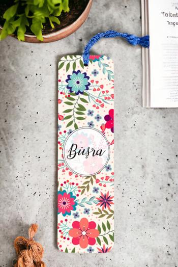 Çiçekli ve İsimli Kişiye Özel Metal Kitap Ayracı