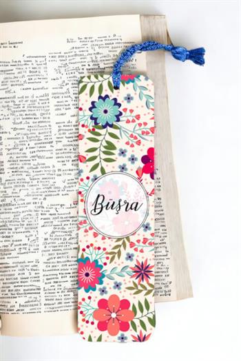 Çiçekli ve İsimli Kişiye Özel Metal Kitap Ayracı