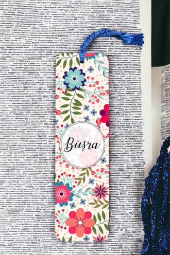 Çiçekli ve İsimli Kişiye Özel Metal Kitap Ayracı