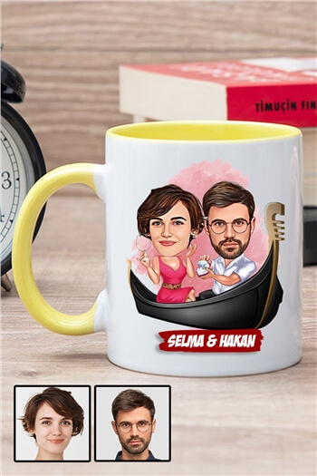 Bayan Sevgiliye İlginç Hediye Karikatürlü İçi Renkli Kupa Bardak