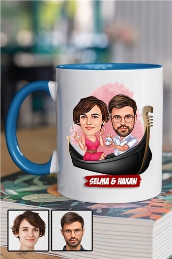 Bayan Sevgiliye İlginç Hediye Karikatürlü İçi Renkli Kupa Bardak