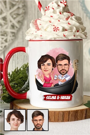 Bayan Sevgiliye İlginç Hediye Karikatürlü İçi Renkli Kupa Bardak