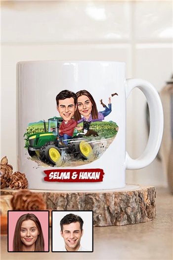 Kız Arkadaşa Sevgililer Günü Hediyesi Karikatürlü Beyaz Kupa Bardak