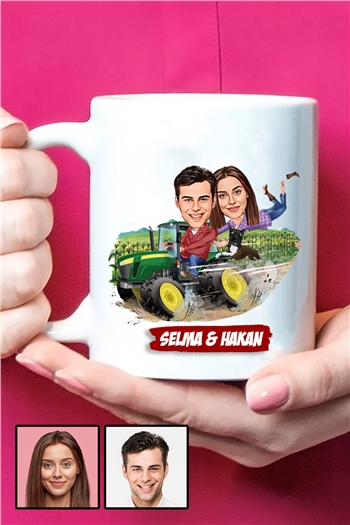 Kız Arkadaşa Sevgililer Günü Hediyesi Karikatürlü Beyaz Kupa Bardak